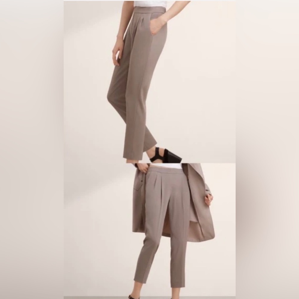 Babaton Taupe Tailored Slim Ankle Pants